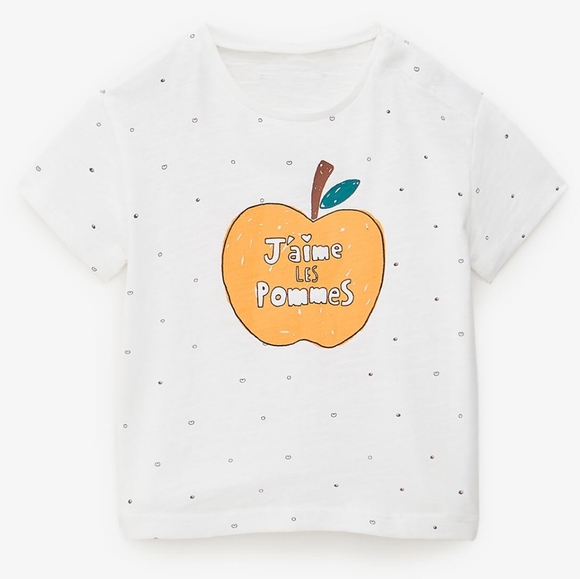 ZARA Baby Girl 🍎 Apple Print T-Shirt l 4-5YRS NWT - Picture 1 of 5
